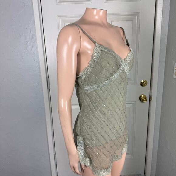 Vintage y2K Fire Los Angeles Shirt Tank Top Small Polyester Lace Tunic J3-11 - Picture 4 of 6
